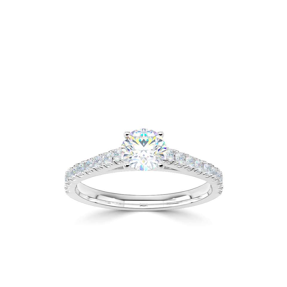 Solitär-Verlobungsring mit Pavé | R1-2206A