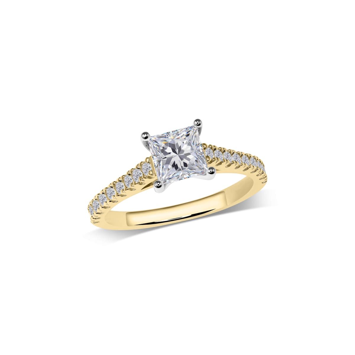 Princess Solitär mit Pavé-Schiene | R1-2238A