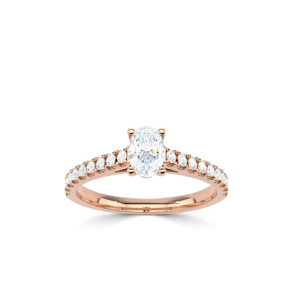 Pavé Solitär mit ovalem Stein | R1-2250