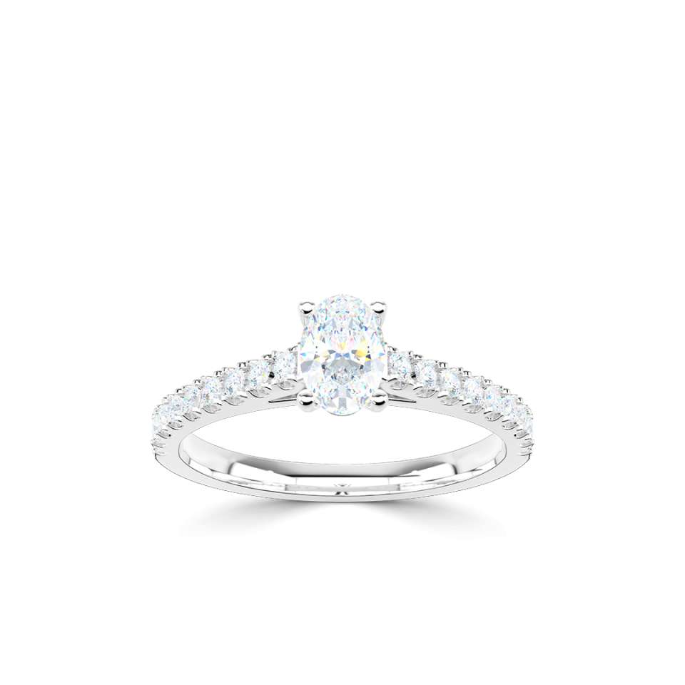 Pavé Solitär mit ovalem Stein | R1-2250
