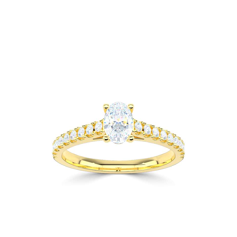 Pavé Solitär mit ovalem Stein | R1-2250