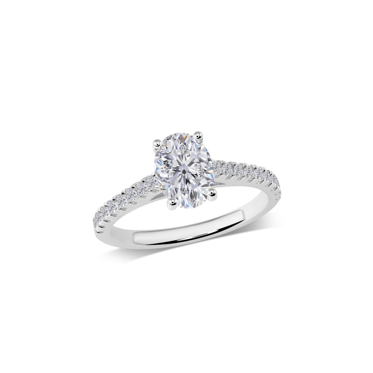 Pavé Solitär mit ovalem Stein | R1-2250