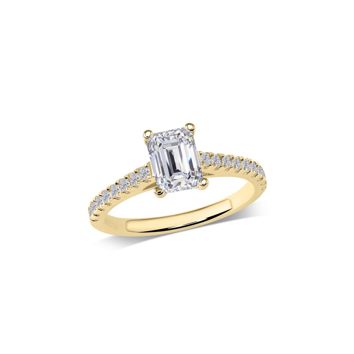 Emerald Solitär mit Pavé-Schiene | R1-2254