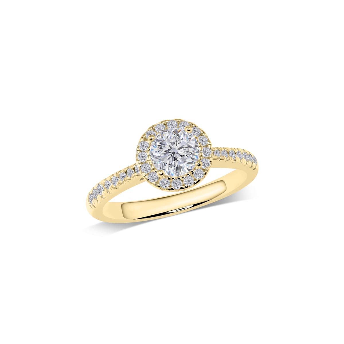 Halo-Verlobungsring mit Pavé-Schiene | RC2104B