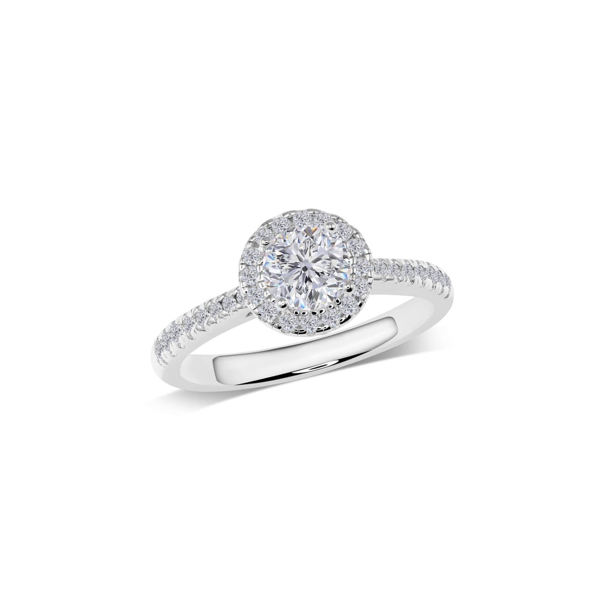 Halo-Verlobungsring mit Pavé-Schiene | RC2104B
