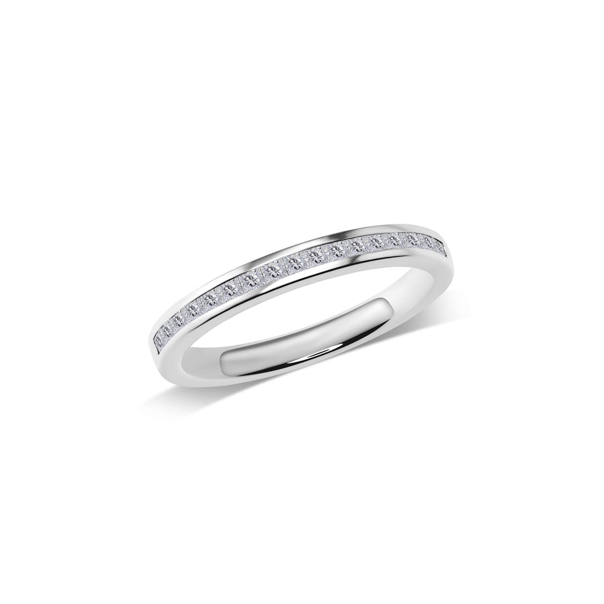 Ehering Memoire/Diamantring mit Princess Cut in Kanalfassung W46