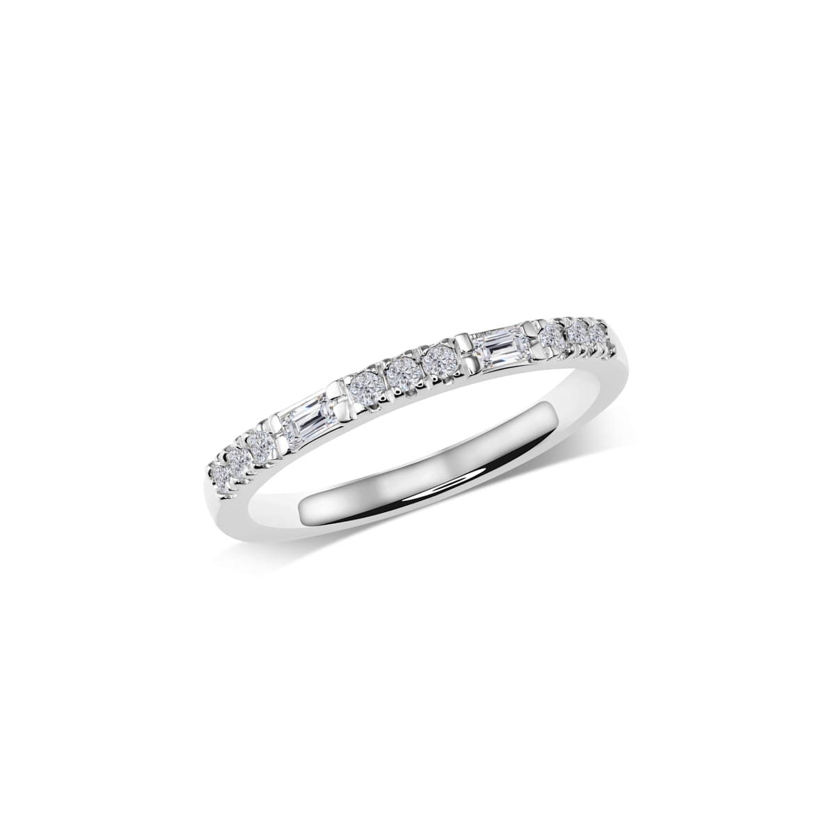 Halbmemoire-Ring mit Brillanten & Baguettes | WS156