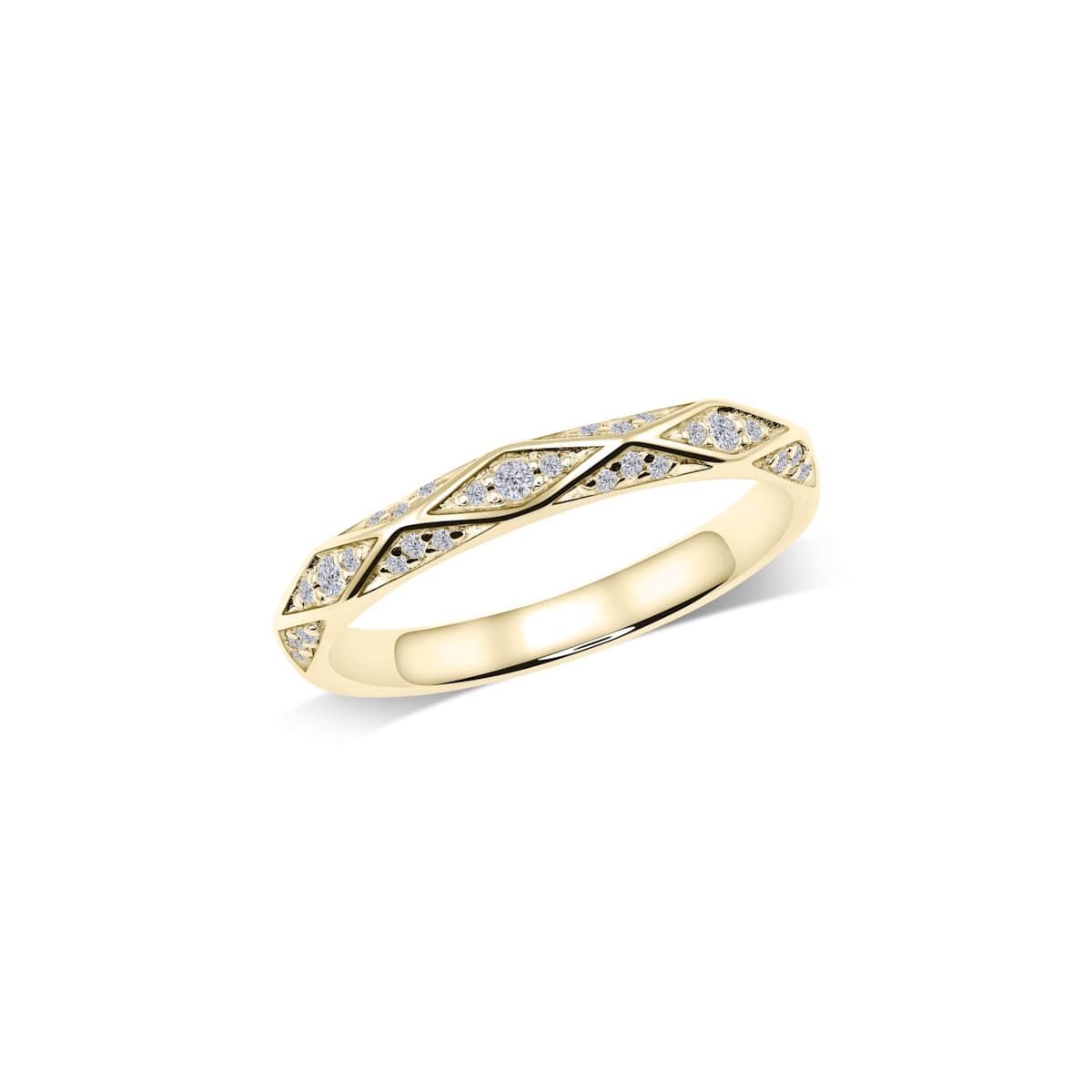Facettierter Ring mit Rautenmuster & Pavé | WS171