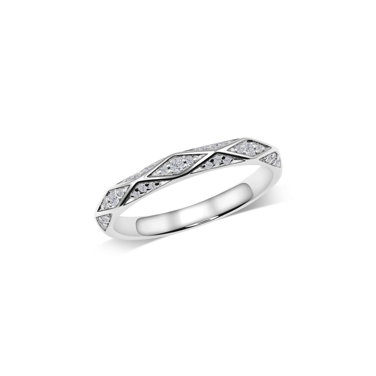 Facettierter Ring mit Rautenmuster & Pavé | WS171