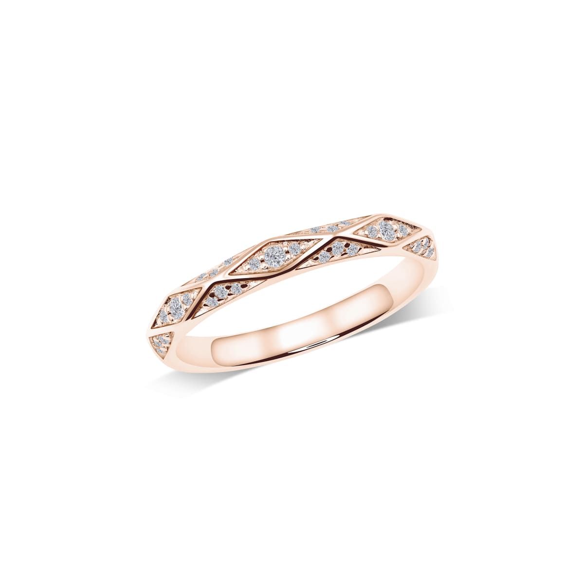 Facettierter Ring mit Rautenmuster & Pavé | WS171